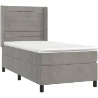 vidaXL Lit boxspring avec matelas gris clair 90x190 cm velours