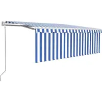 vidaXL Store Automatiquement Réctractable avec Volant 4,5x3 m Bleu et Blanc