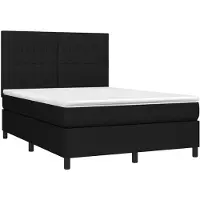 vidaXL Lit boxspring avec matelas noir 140x200 cm Tissu