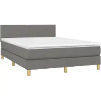 vidaXL Lit boxspring avec matelas gris foncé 140x190 cm Tissu