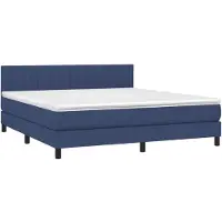 vidaXL Lit boxspring avec matelas bleu 160x200 cm Tissu