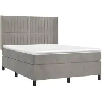 vidaXL Lit boxspring avec matelas & LED gris clair 140x190 cm velours