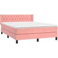 vidaXL Lit boxspring avec matelas rose 140x190 cm velours