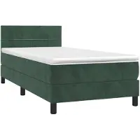 vidaXL Lit boxspring avec matelas & LED vert foncé 80x200 cm velours