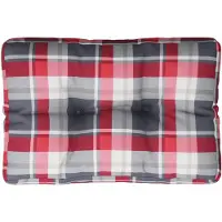 vidaXL Coussin de palette motif à carreaux rouge 50x40x12 cm tissu