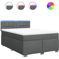 vidaXL Lit boxspring avec matelas gris foncé 160x200 cm Tissu