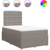 vidaXL Lit Boxspring avec matelas Taupe 120x200 cm Tissu