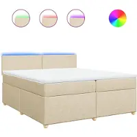 vidaXL Lit boxspring avec matelas Crème 200x200 cm Tissu