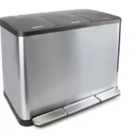 Emuca Poubelle à compartiments pour recyclage - inox - 3x15 litres - Recycle EMUCA