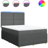vidaXL Lit boxspring avec matelas gris foncé 160x200 cm Tissu