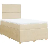 vidaXL Lit Boxspring avec matelas Crème 120x200 cm Tissu