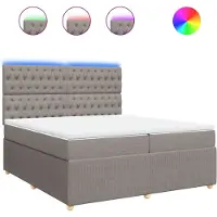 vidaXL Lit boxspring avec matelas Taupe 200x200 cm Tissu