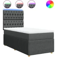 vidaXL Lit boxspring avec matelas gris foncé 100x200 cm Tissu