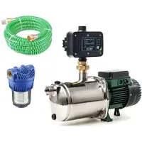 DAB Pompe de jardin JetInox 132 M + Control-D avec Tuyau d'aspiration 7 mètres et Filtre - 1490 W 4,8 m³/h Monophasé 230 V