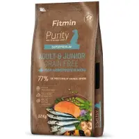 Fitmin Dog Purity Grain Free Adult Junior Fish Menu 12 kg nourriture sans céréales à base de poisson pour jeunes et adultes chiens de races moyennes et grandes