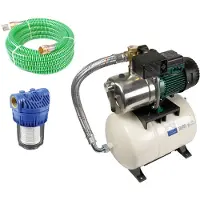 DAB Pompe arrosage Aquajet-Inox 132/20 M avec Tuyau d'aspiration 7 mètres et Filtre - 1490 W 4,7 m³/h Monophasé 230 V