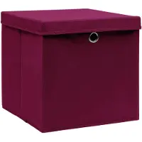 vidaXL Boîtes de rangement avec couvercles 4 pcs. 28x28x28 cm rouge foncé