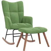 vidaXL Chaise à bascule avec repose-pied Vert clair Velours