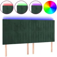 vidaXL Tête de lit LED vert foncé 180x5x118/128 cm velours