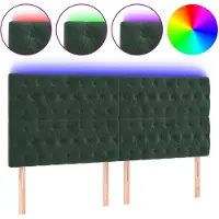 vidaXL Tête de lit LED vert foncé 200x7x118/128 cm velours