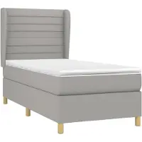 vidaXL Lit boxspring avec matelas gris clair 90x200 cm Tissu