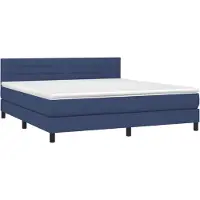 vidaXL Lit boxspring avec matelas bleu 160x200 cm Tissu