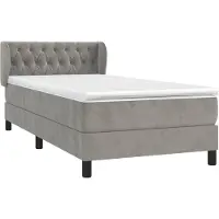 vidaXL Lit boxspring avec matelas gris clair 90x190 cm velours