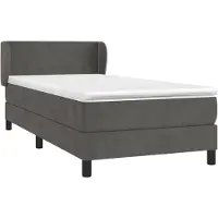 vidaXL Lit boxspring avec matelas gris foncé 80x200 cm velours