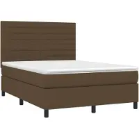 vidaXL Lit boxspring avec matelas brun foncé 140x190 cm Tissu