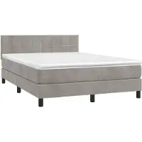 vidaXL Lit boxspring avec matelas & LED gris clair 140x190 cm velours