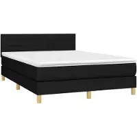 vidaXL Lit boxspring avec matelas noir 140x190 cm Tissu