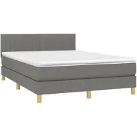 vidaXL Lit boxspring avec matelas gris foncé 140x190 cm Tissu