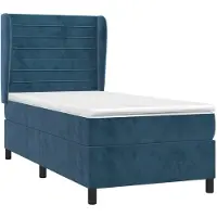 vidaXL Lit boxspring avec matelas bleu foncé 90x190 cm velours