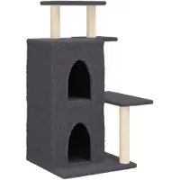 vidaXL Arbre à chat avec colonnes à griffer en sisal Gris foncé 97 cm
