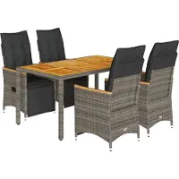 vidaXL Ensemble de jardin bistrot 5 pièces avec coussins Gris Poly rotin