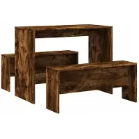 vidaXL Ensemble table à manger et banc 3 pièces chêne fumé bois composite