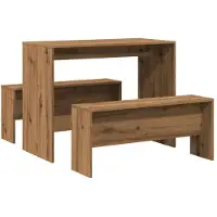 vidaXL Ensemble table à manger et banc 3 pièces chêne artisan bois composite