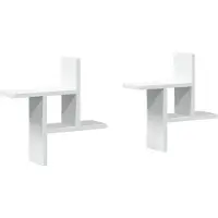 vidaXL Étagères murales 2 pcs blanc 38x12x38 cm bois d'ingénierie