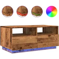 vidaXL Table basse avec lampes LED imitation vieux bois 90x49x40 cm