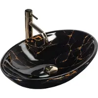 REA Vasque À Poser Pamela Black Marble Shiny