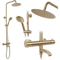 REA Kit De Douche Avec Thermostat Lungo Gold Brush