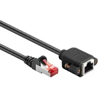 Goobay 65639 CAT 6 câble de rallonge, S/FTP (PiMF), noir, 3 m - conducteur en cuivre (CU), gaine de câble sans halogène (LSZH), avec bride de montage