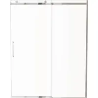 Luca Varess Boltano porte coulissante 160 cm x 200 cm verre transparent chrome profil