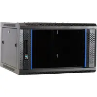 DSI Games Armoire serveur 6 U, murale, avec porte vitrée (l x p x h) 600 x 600 x 368mm (6 HE, Rack 19 pouces), Armoire serveur, Noir