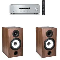 Yamaha Amplificateur R-S202D Argent + Paire d'enceintes bibliothèque Cabasse Antigua MT32/2 Noyer