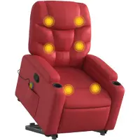 vidaXL Fauteuil de massage avec releveur Rouge similicuir