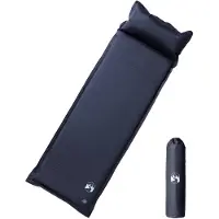 vidaXL Matelas de camping autogonflant avec oreiller 1 personne gris