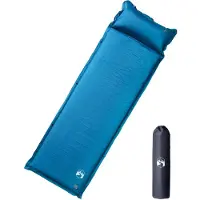vidaXL Matelas de camping autogonflant oreiller 1 personne turquoise