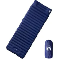 vidaXL Matelas de camping autogonflant oreiller 1 personne bleu marine