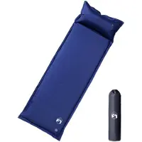 vidaXL Matelas de camping autogonflant oreiller 1 personne bleu marine